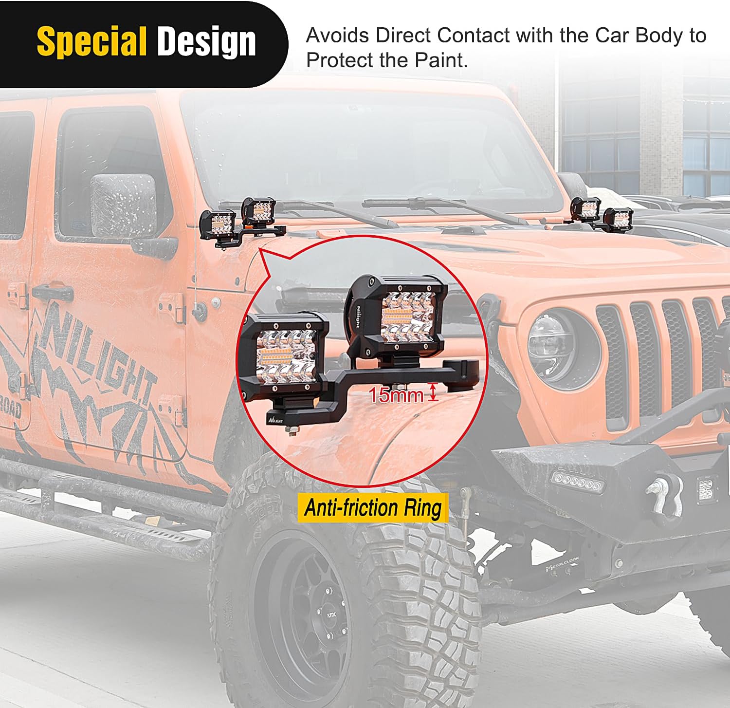 Windshield Dual Light Bracket for Jeep Wrangler JL 2018-2025