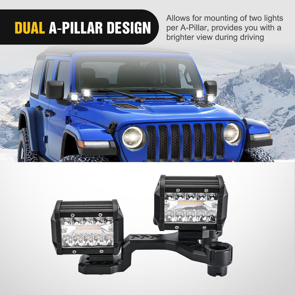 Windshield Dual Light Bracket for Jeep Wrangler JL 2018-2025
