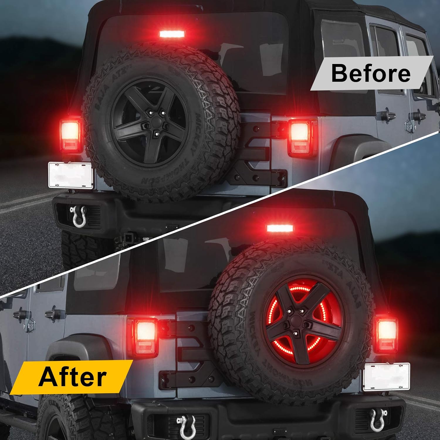 Spare Tire Brake Light Wheel Light 3rd Third Brake Light for Jeep Wrangler JK & JL 2007 - 2025