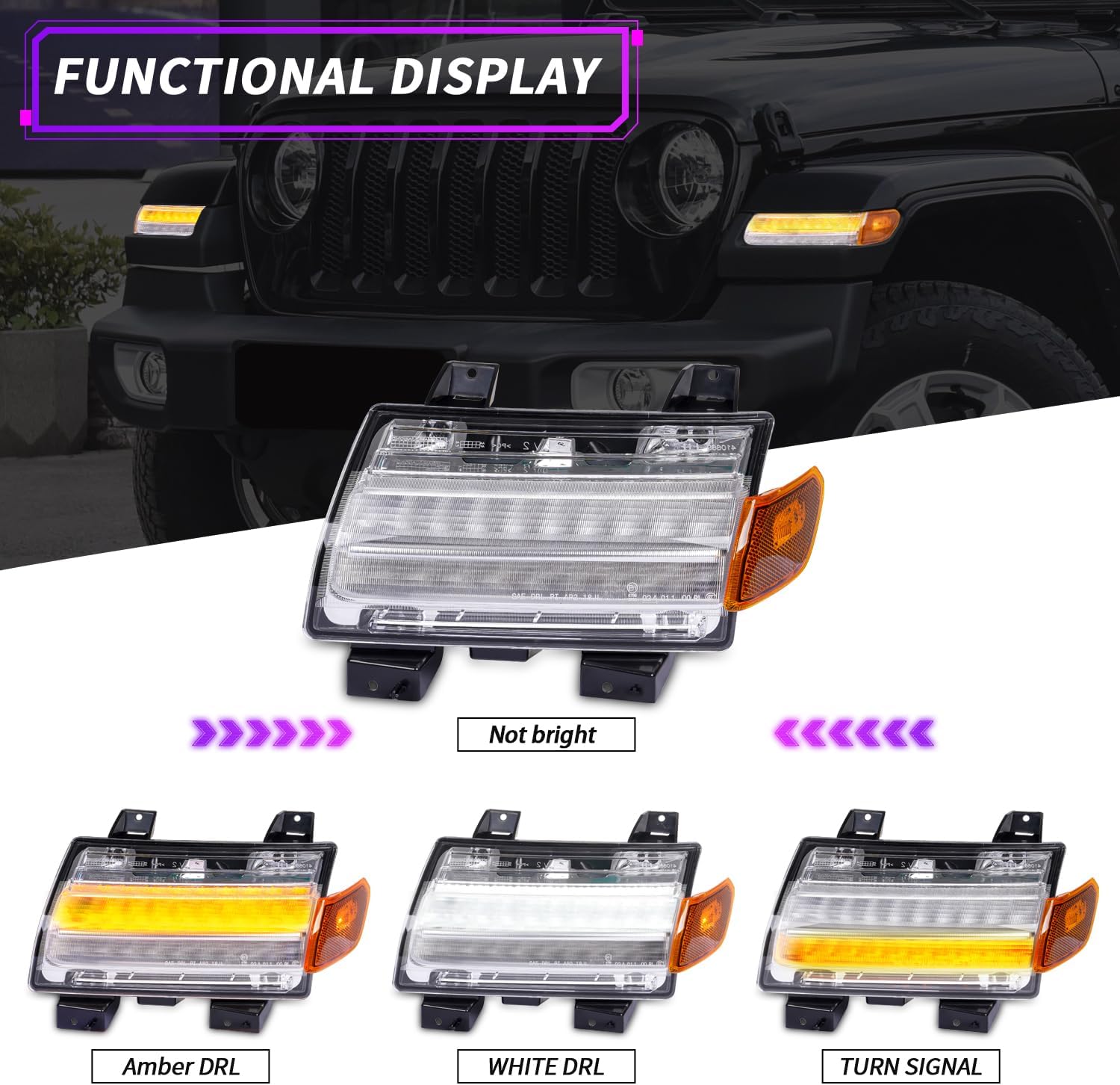 White LED Fender Light for Jeep Wrangler JL & Gladiator 2018-2025