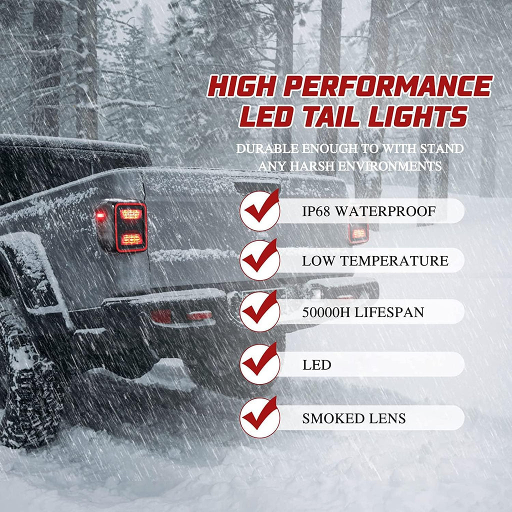 Smoked LED Tail Light For Jeep Gladiator 2020-2025