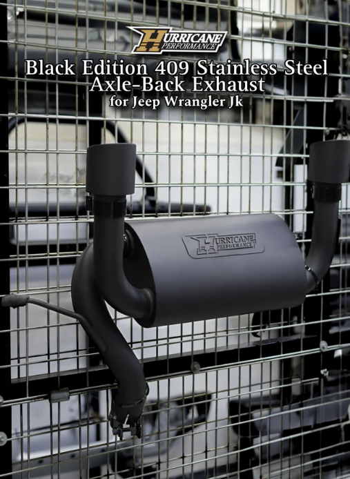 Hurricane Performance Black Edition 409 Stainless Steel Axle-Back Exhaust for Jeep Wrangler JK 2007 - 2017