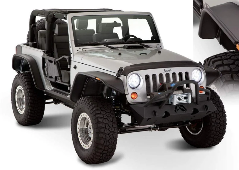 Plastic Flat Style Fender Flare Set for Jeep Wrangler JK 2007 - 2017