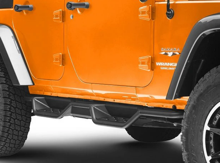 4 Door BK Steel Side Steps for Jeep Wrangler JK & JL 2007-2025