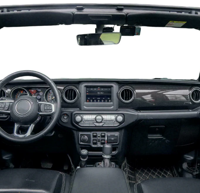 Carbon Fiber Console Dashboard Cover Trim For Jeep Wrangler JL & Gladiator 2018-2025