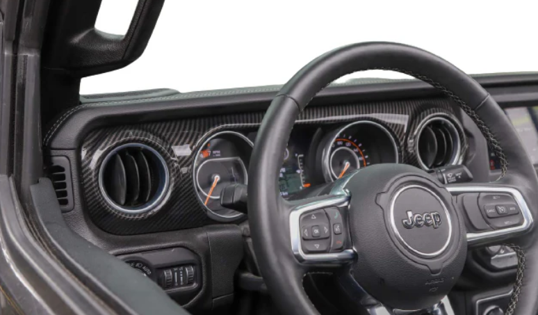 Carbon Fiber Console Dashboard Cover Trim For Jeep Wrangler JL & Gladiator 2018-2025