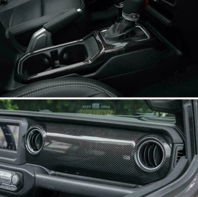 Carbon Fiber Console Dashboard Cover Trim For Jeep Wrangler JL & Gladiator 2018-2025