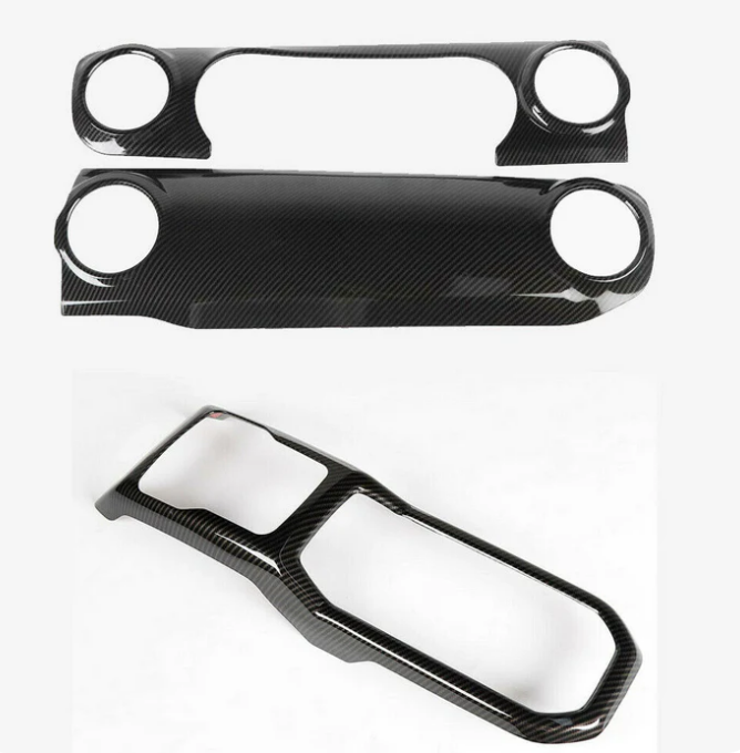 Carbon Fiber Console Dashboard Cover Trim For Jeep Wrangler JL & Gladiator 2018-2025