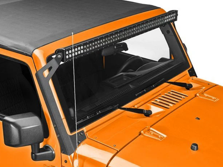 Windshield Single 50 Inch LED Light Bar Mounts for Jeep Wrangler JL & Gladiator 2018-2025