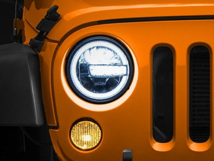 Headlight White LED with Ring for Jeep Wrangler JK 2007-2017