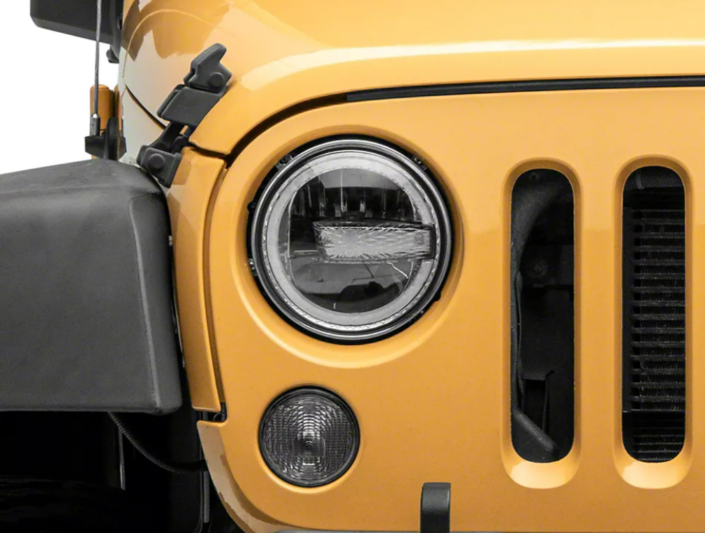 Headlight White LED with Ring for Jeep Wrangler JK 2007-2017