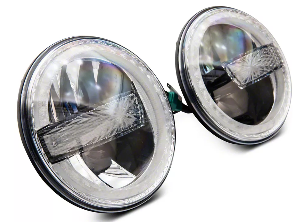 Headlight White LED with Ring for Jeep Wrangler JK 2007-2017