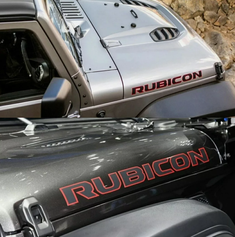 Sticker Glossy of Jeep RUBICON Hood Decals  Black And Red