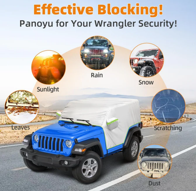 Windproof All Weather Protection Car Cover For Jeep Wrangler JK/JL -2 Door & 4 door