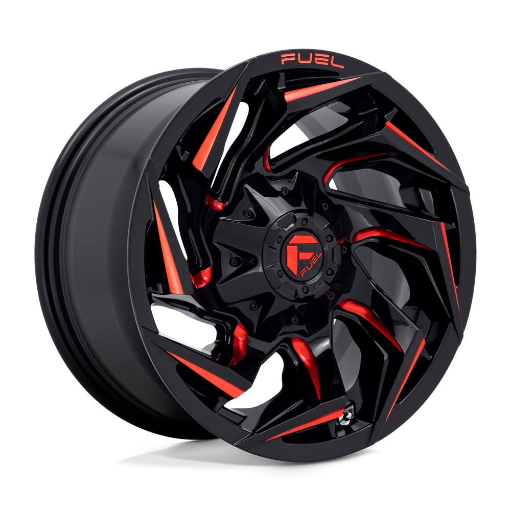 D755 REACTION 17X9 5X114.3/5X127 ET-12 CB78.1GLOSS BLACK MILLED WITH RED TINT
