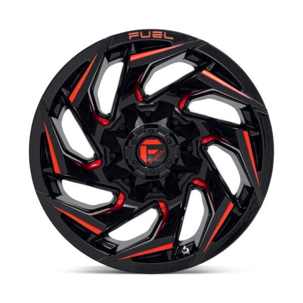 D755 REACTION 17X9 5X114.3/5X127 ET-12 CB78.1GLOSS BLACK MILLED WITH RED TINT